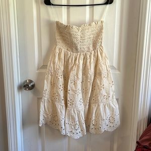 Lace off white mini dress